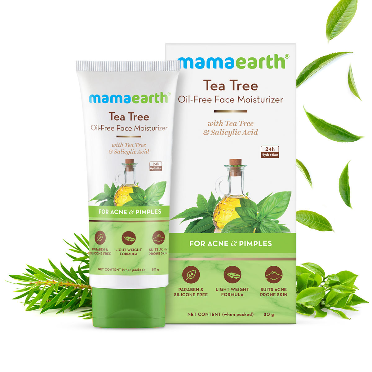 Buy Mamaearth Tea Tree Oil-Free Face Moisturizer with Tea Tree and Salicylic Acid for Acne and Pimples - 80 ml - Purplle