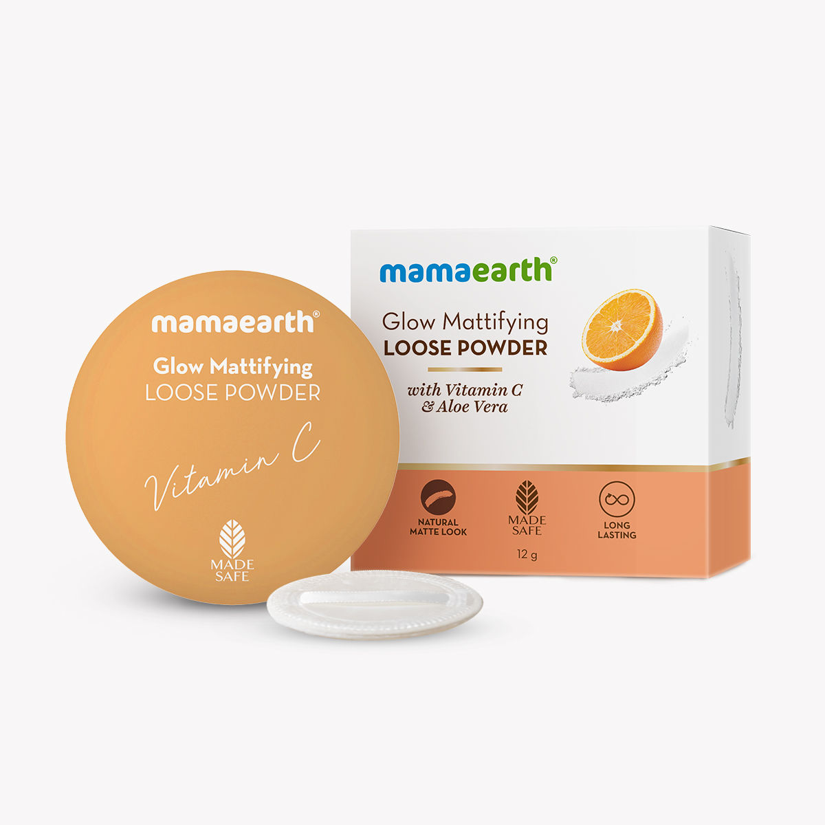 Buy Mamaearth Glow Mattifying Loose Powder with Vitamin C & Aloe Vera for a Natural Matte Look (12 g) - Purplle