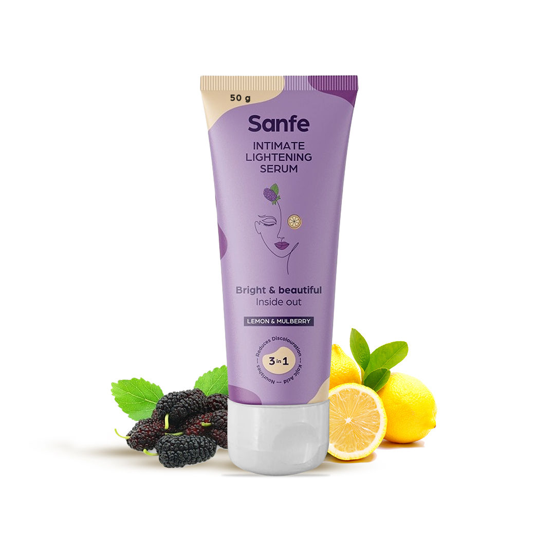 Buy Sanfe Intimate Lightening Serum for Women - 50 gm with Kojic acid & Mulberry| Instant Lightening | Mulberry Extracts | Easy application in dark Underarms, Inner Thighs, Knee and Bikini Area (Multicolor) - Purplle