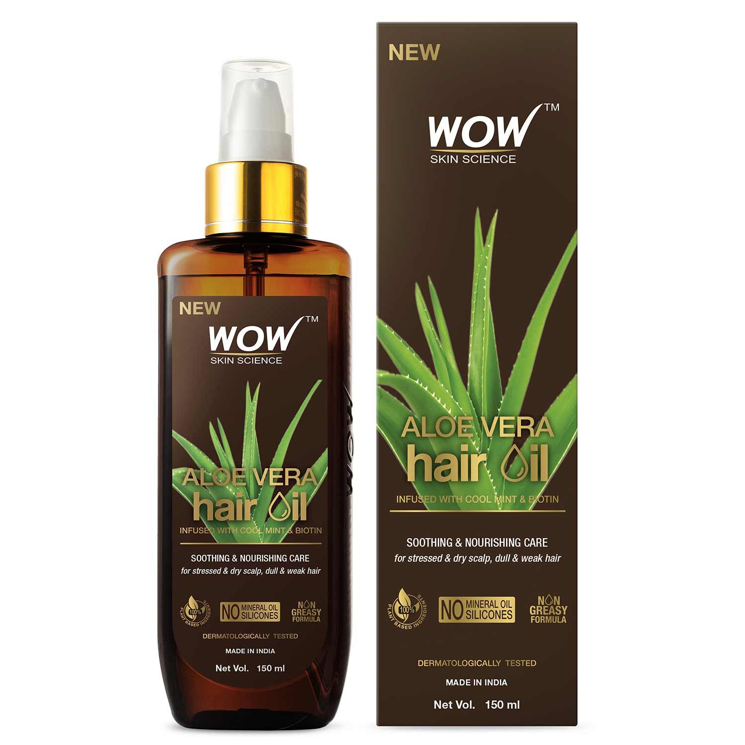 Buy WOW Skin Science Aloe Vera Hair Oil for Scalp Soothing and Nourishment of Dry Scalp and Weak, Dull Hair - 150ml D Shape - Purplle