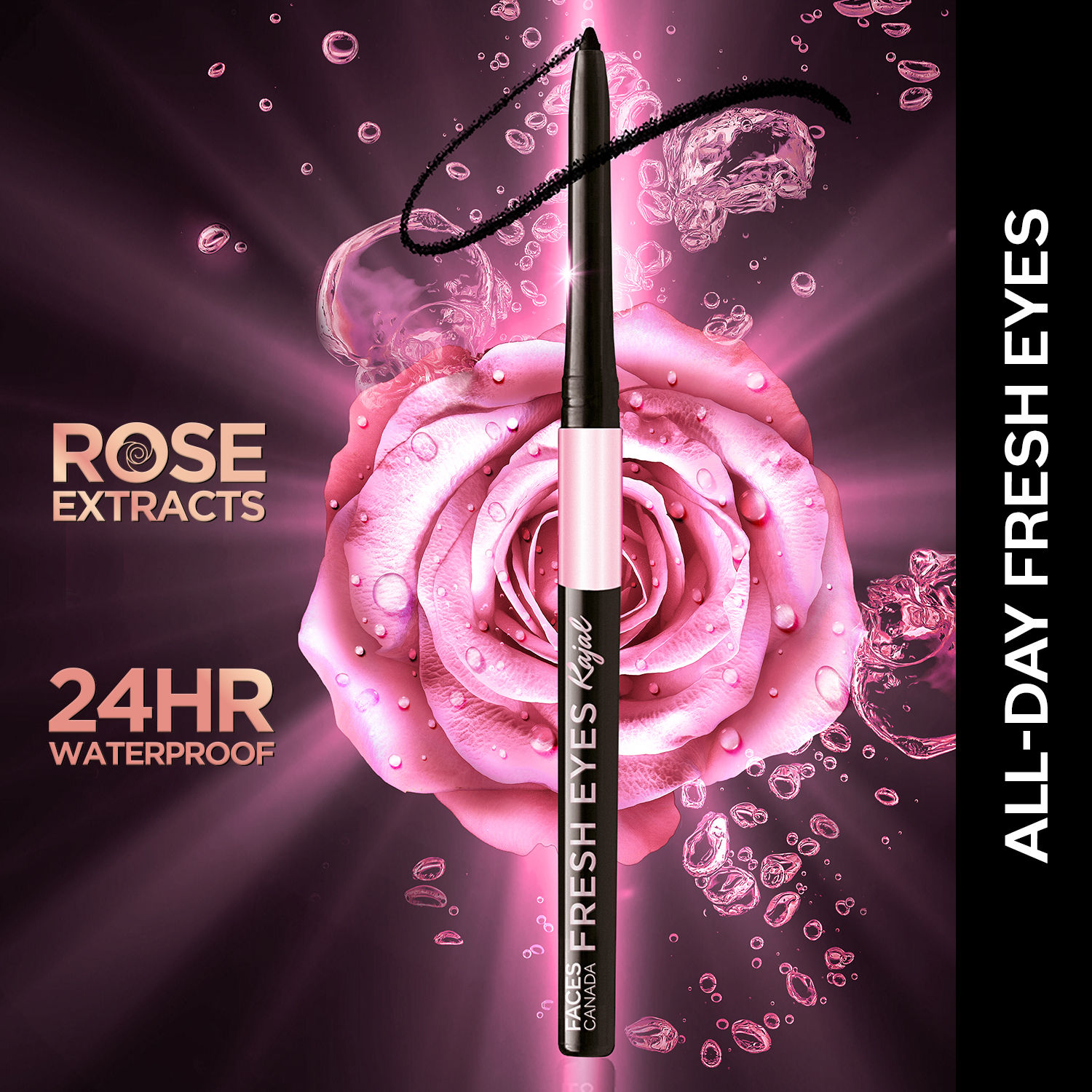 Buy FACESCANADA Fresh Eyes Kajal | 24Hr Stay | Waterproof | Comfortable & Lightweight | Enriched With Rose Extract 0.35g - Purplle