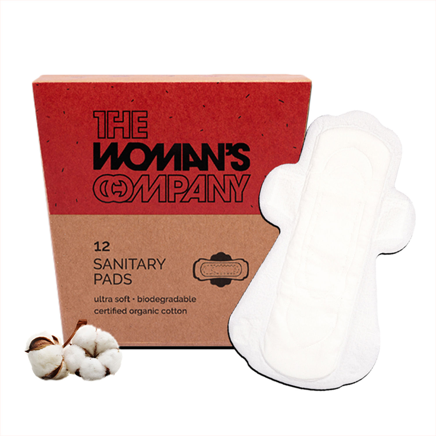 Buy The Woman's Company Sanitary Pads Day & Night Organic Biodegradable, Chemical Free & Rash Proof Sanitary Napkin for Maximum Coverage Normal & Heavy Flow 100% Cotton Regular Pad (6 Day & 6 Night) - Purplle