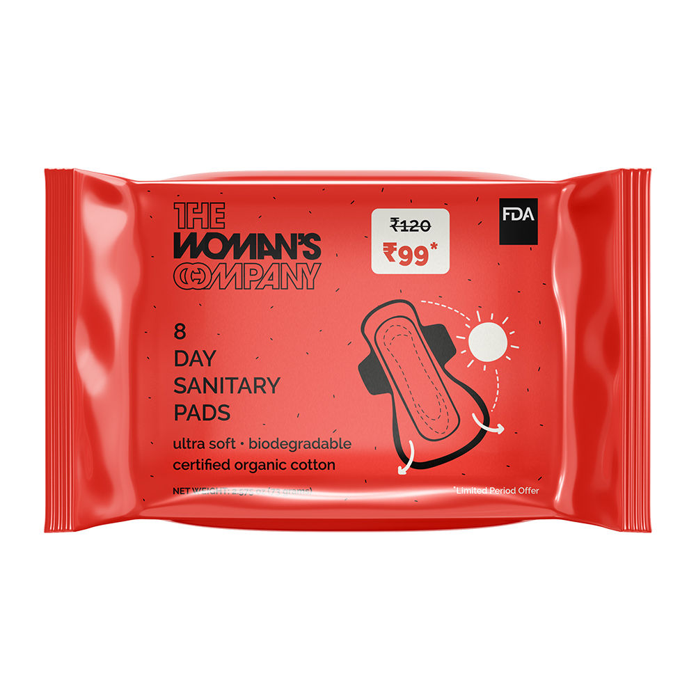 Buy The Woman's Company Sanitary Pads for Women Day Value Pack of 16 | Organic Cotton Napkins Antibacterial, Biodegradable & Rash-Proof Pad for Regular Flow - Purplle