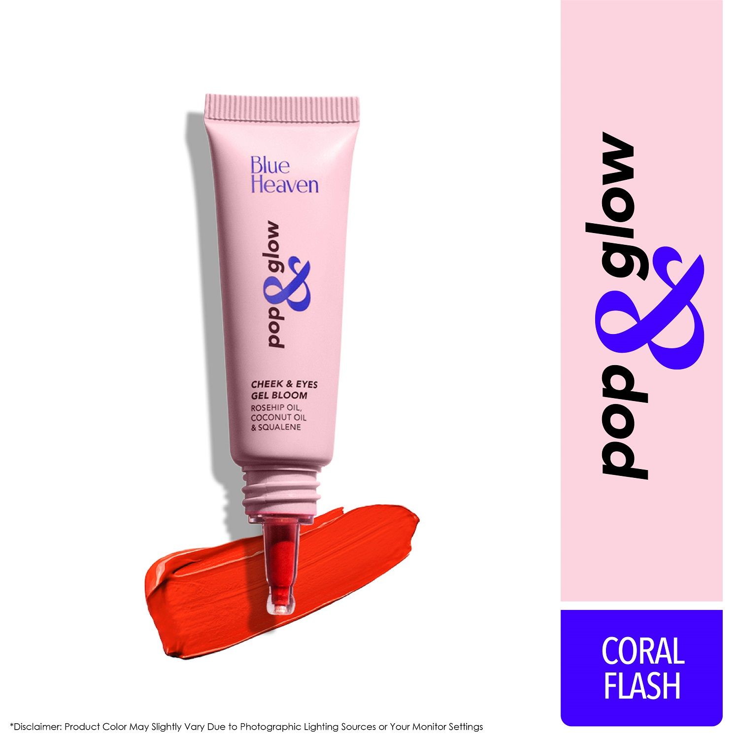 Buy Blue Heaven Pop & Glow Eye & Cheek tint blusher for face makeup, Blush enriched with Rosehip and Coconut oil - Coral Flash, 12ml - Purplle