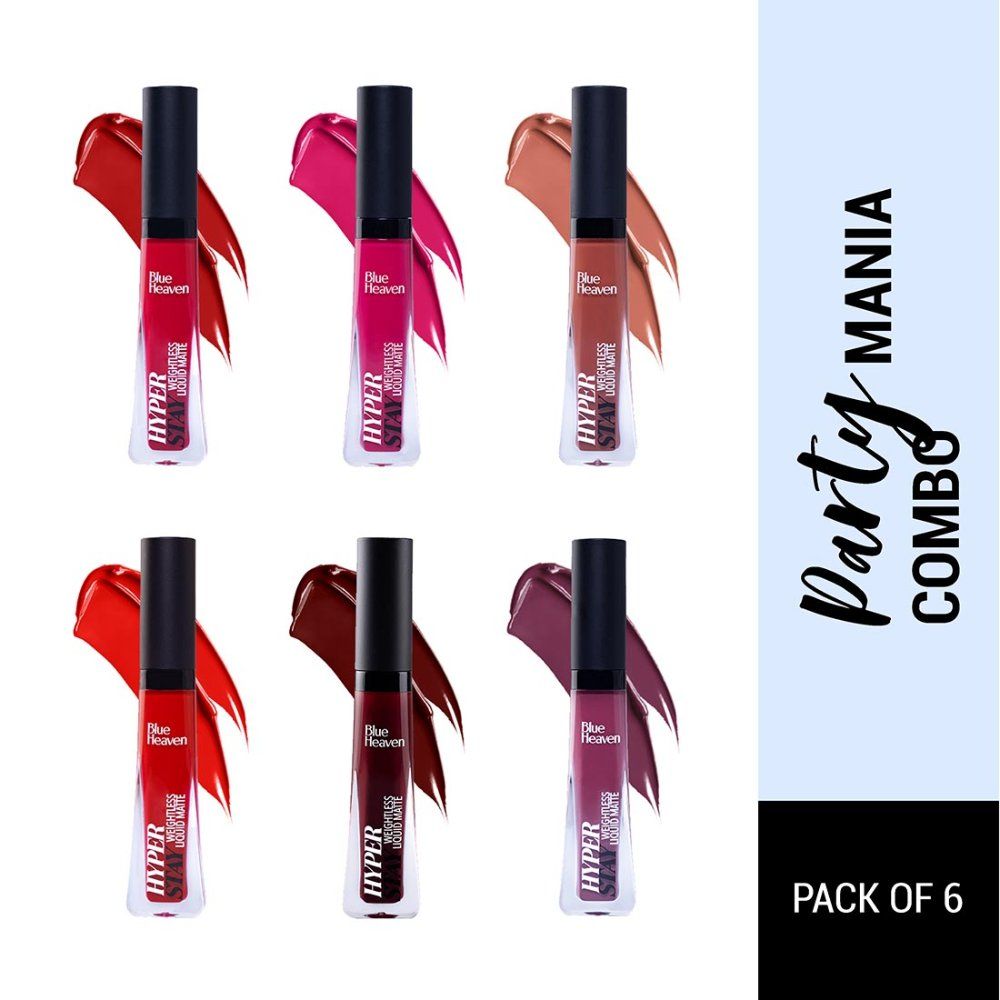 Buy Blue Heaven Hyperstay Liquid Matte - Party Mania, Set of 6 - Purplle