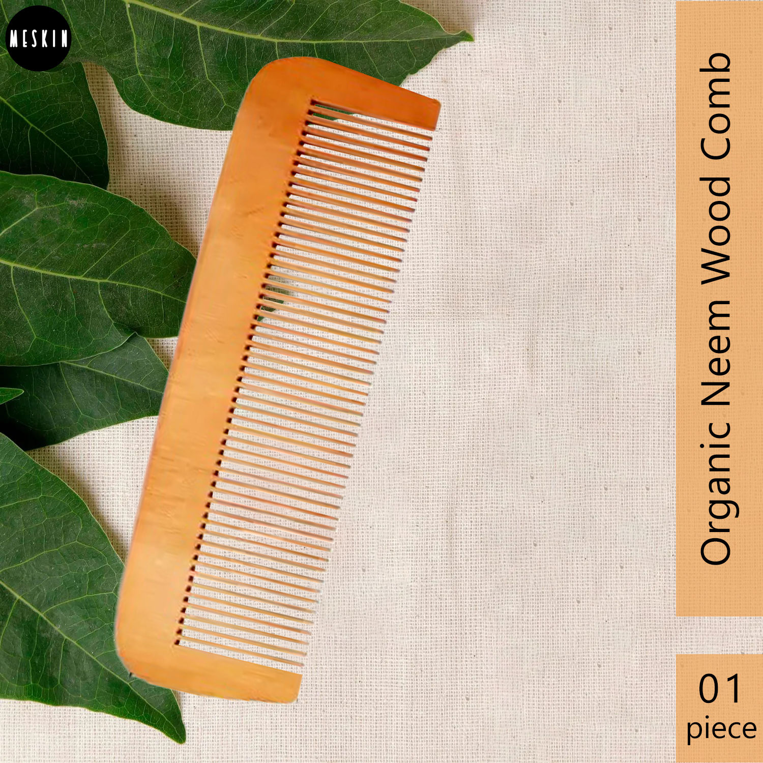 Buy MeSkin Organic Neem Wood Comb (LONG) | Women & Men | Natural & Eco Friendly | Wide Tooth Comb, Anti-Bacterial Styling Comb for All Hair Types | Made in India - Purplle