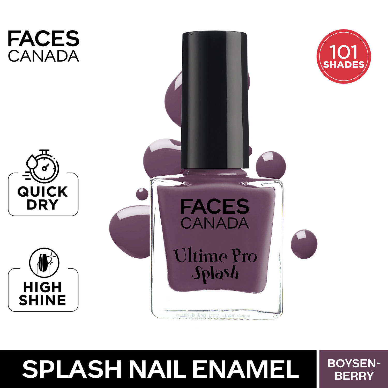 Buy FACES CANADA Ultime Pro Splash Nail Enamel - Boysenberry 133 (8ml) | Quick Drying | Glossy Finish | Long Lasting | No Chip Formula | High Shine Nail Polish For Women | No Harmful Chemicals - Purplle