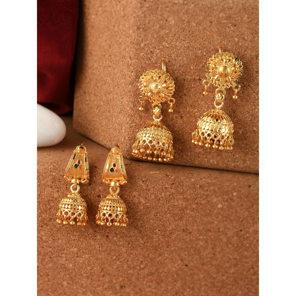 Traditional Elegant - Premium Matt Gold Plated Floral Designer Small Jhumka  Earrings | Sasitrends