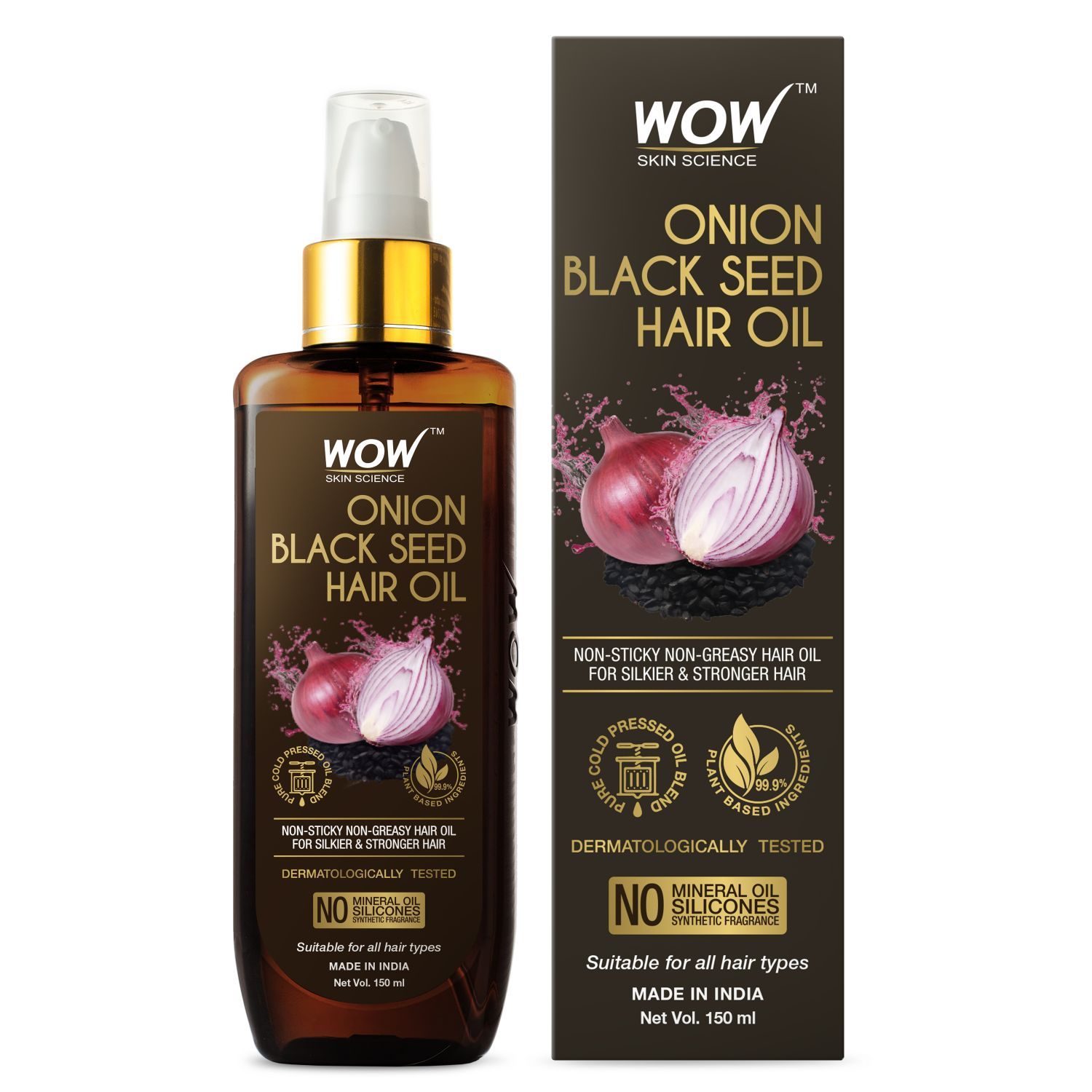 Buy WOW Skin Science Onion Hair Oil With Black Seed Oil Extracts - Controls Hair Fall 150ml - Purplle