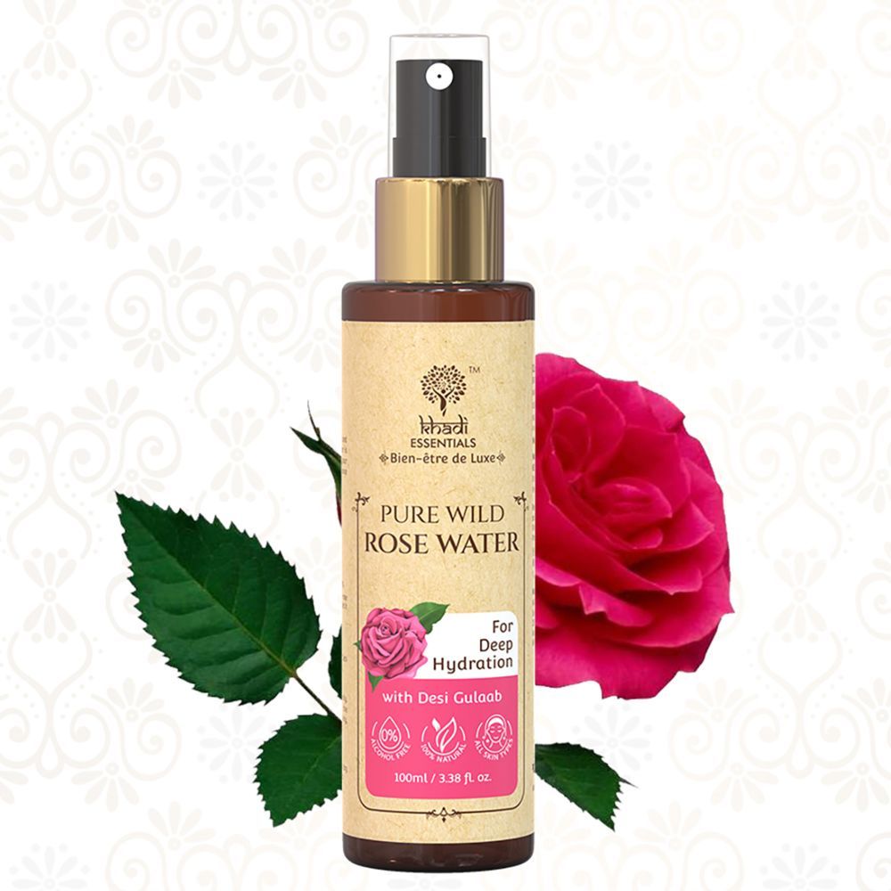 Buy Khadi Essentials 100% Pure Wild Rose Water For Face with Deshi Gulaab For Deep Hydration, 100ml - Purplle