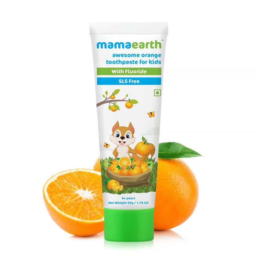 Buy Mamaearth Mamaearth Natural Toothpaste, Orange Flavour, SLS Free, With 750 PPM Fluoride, 4+ years, 50gm - Purplle