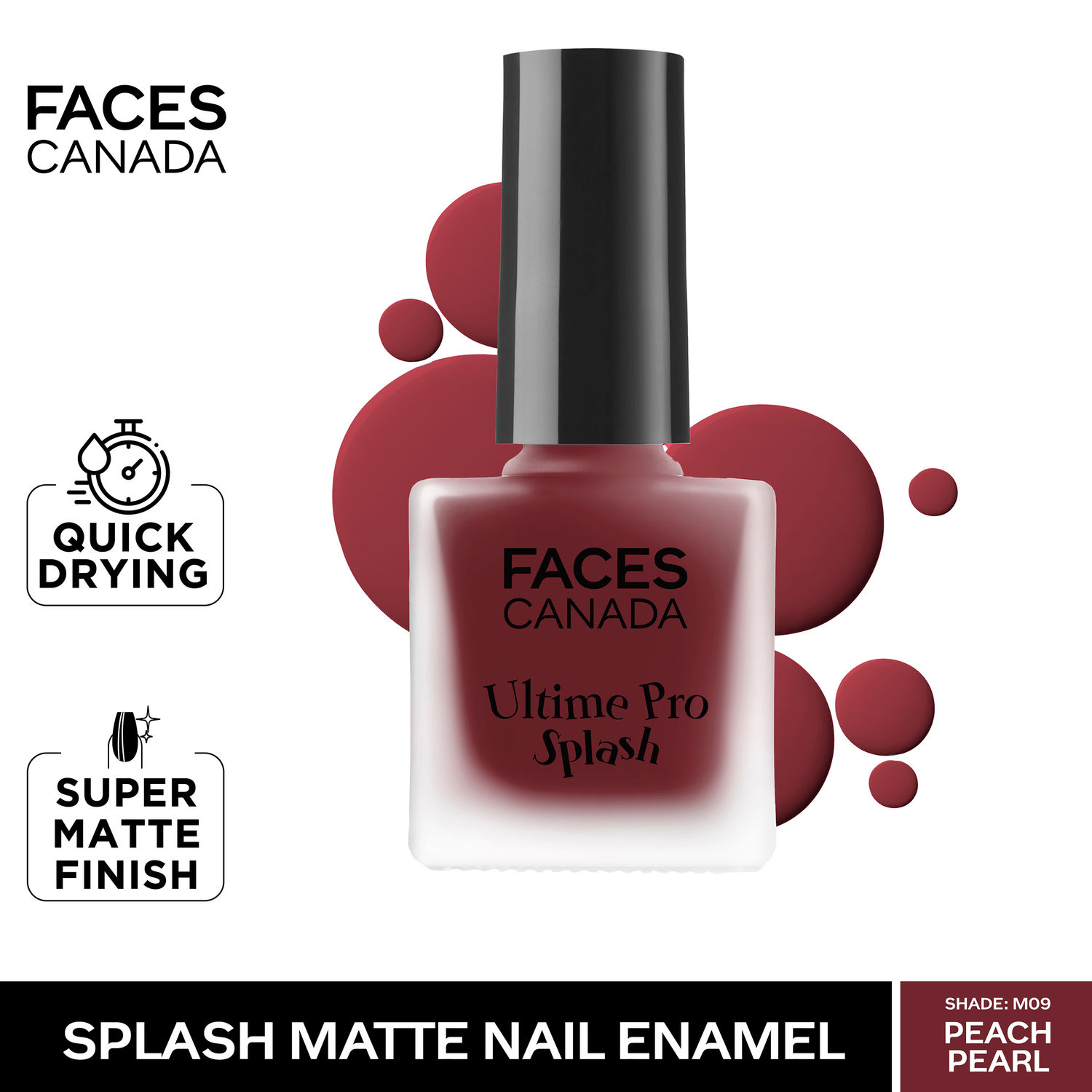 Buy Faces Canada Ultime Pro Splash Nail Enamel Peach Pearl M09 MRP 149 - Purplle