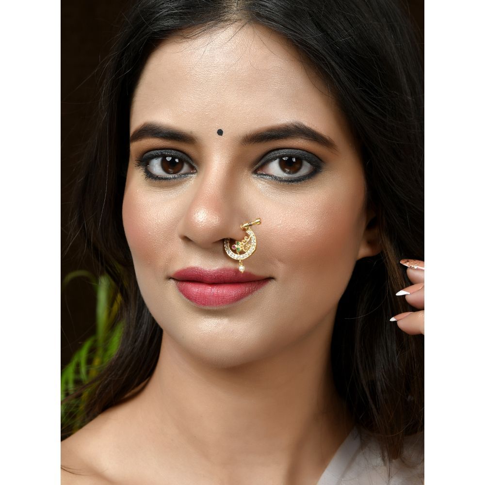 Meenakari nose pin top