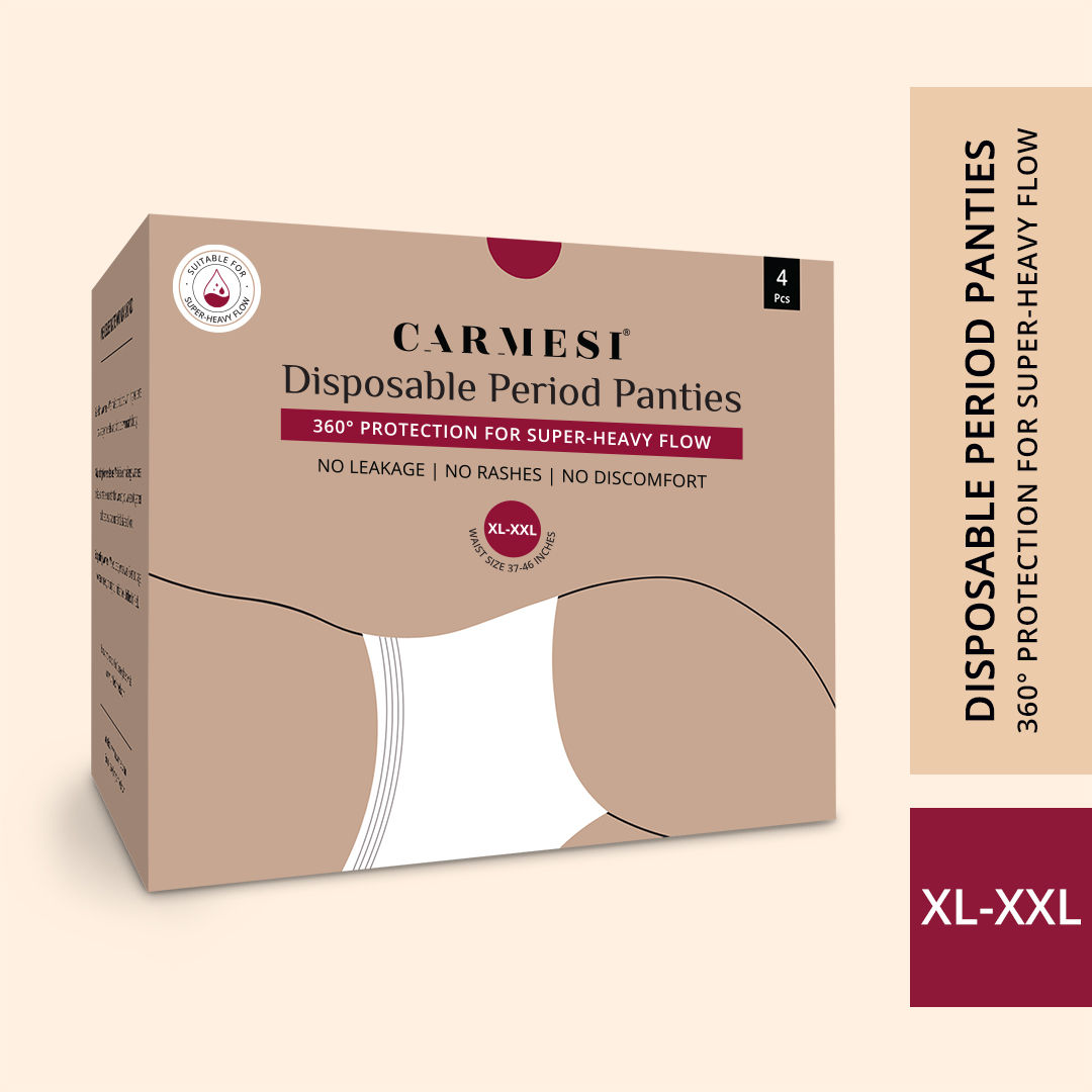Carmesi Disposable Period Panties (XL-XXL), 360° Protection for Super  Heavy Flow, No Leakage, No Rashes, No Discomfort, Maternity Panties, All-Night Protection, Ultra-Absorbent Core