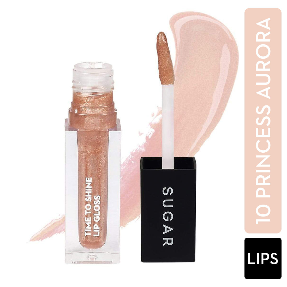 Buy SUGAR Cosmetics - Time To Shine - Lip Gloss - 10 Princess Aurora (Golden beige with Shimmer) - 4.5 gms - High Shine Lip Gloss with Jojoba Oil - Purplle