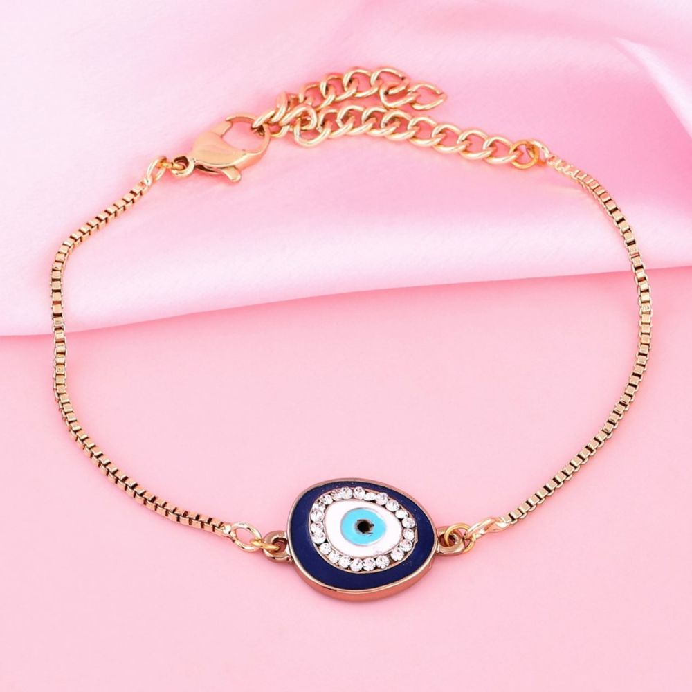 Estele Gold Plated Designer Evil Eye Bracelet With Austrian Crystals