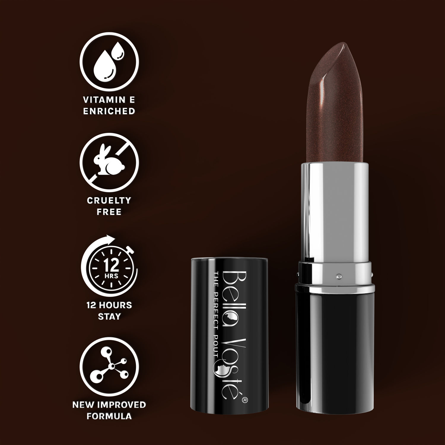 Buy Bella Voste Sheer Creme Lust Lipstick | Metallic Finish | Cruelty Free | Long Lasting Improved Formula | One Stroke Aplication | Highly Pigmented | M05-Copper Queen | 4.2 g - Purplle