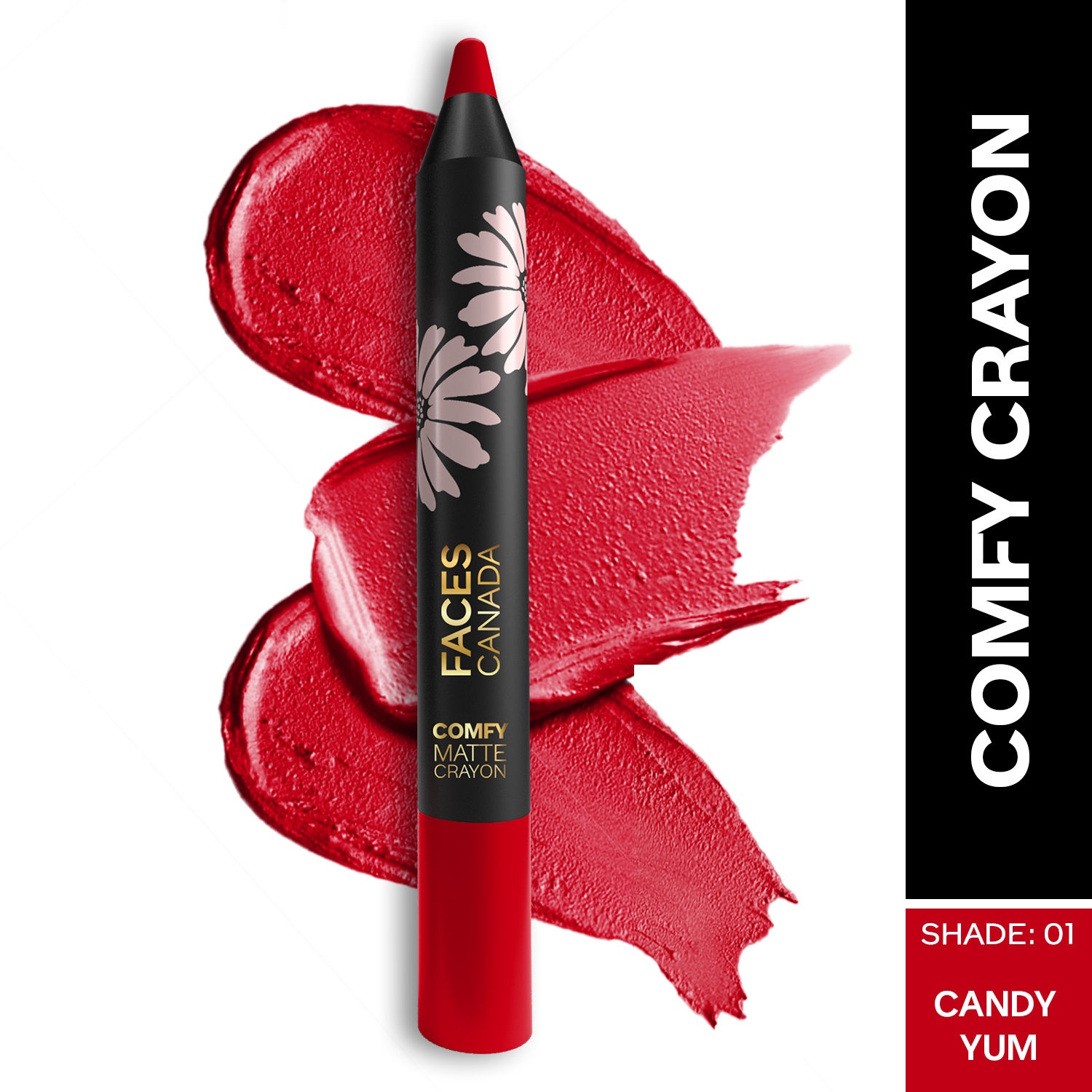 Buy Faces Canada Comfy Matte Crayon I Creamy Matte I Chamomile & Shea Butter I Alcohol-free I Candy-yum 01 2.8g - Purplle