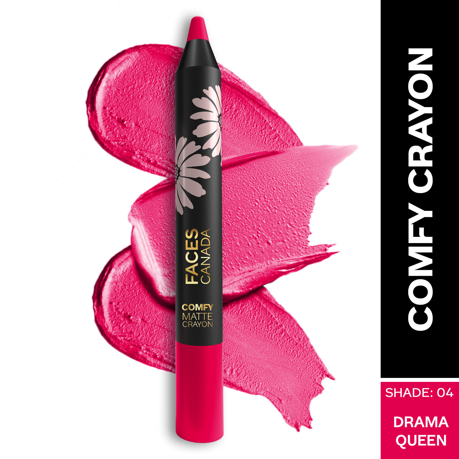 Buy Faces Canada Comfy Matte Crayon I Creamy Matte I Chamomile & Shea Butter I Alcohol-free I Dramaqueen 04 2.8g - Purplle