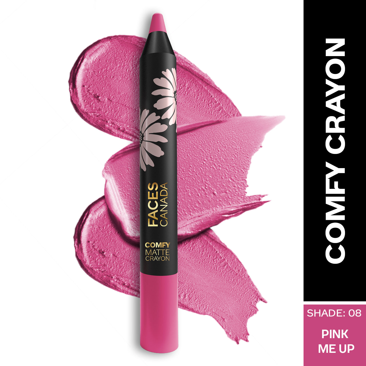 Buy Faces Canada Comfy Matte Crayon I Creamy Matte I Chamomile & Shea Butter I Alcohol-free I Pink me up 08 2.8g - Purplle