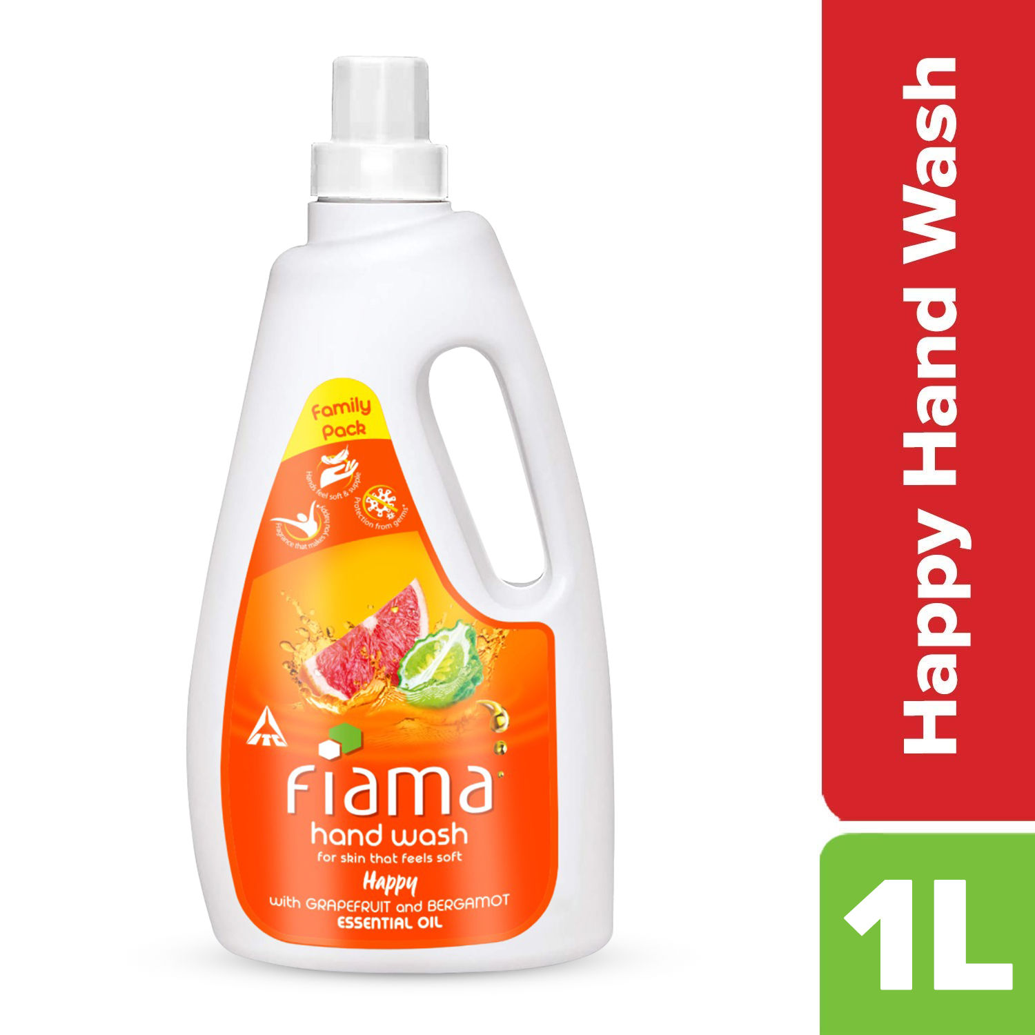 Buy Fiama Happy Moisturising hand wash, Grapefruit and Bergamot, 1000ml refill pack - Purplle