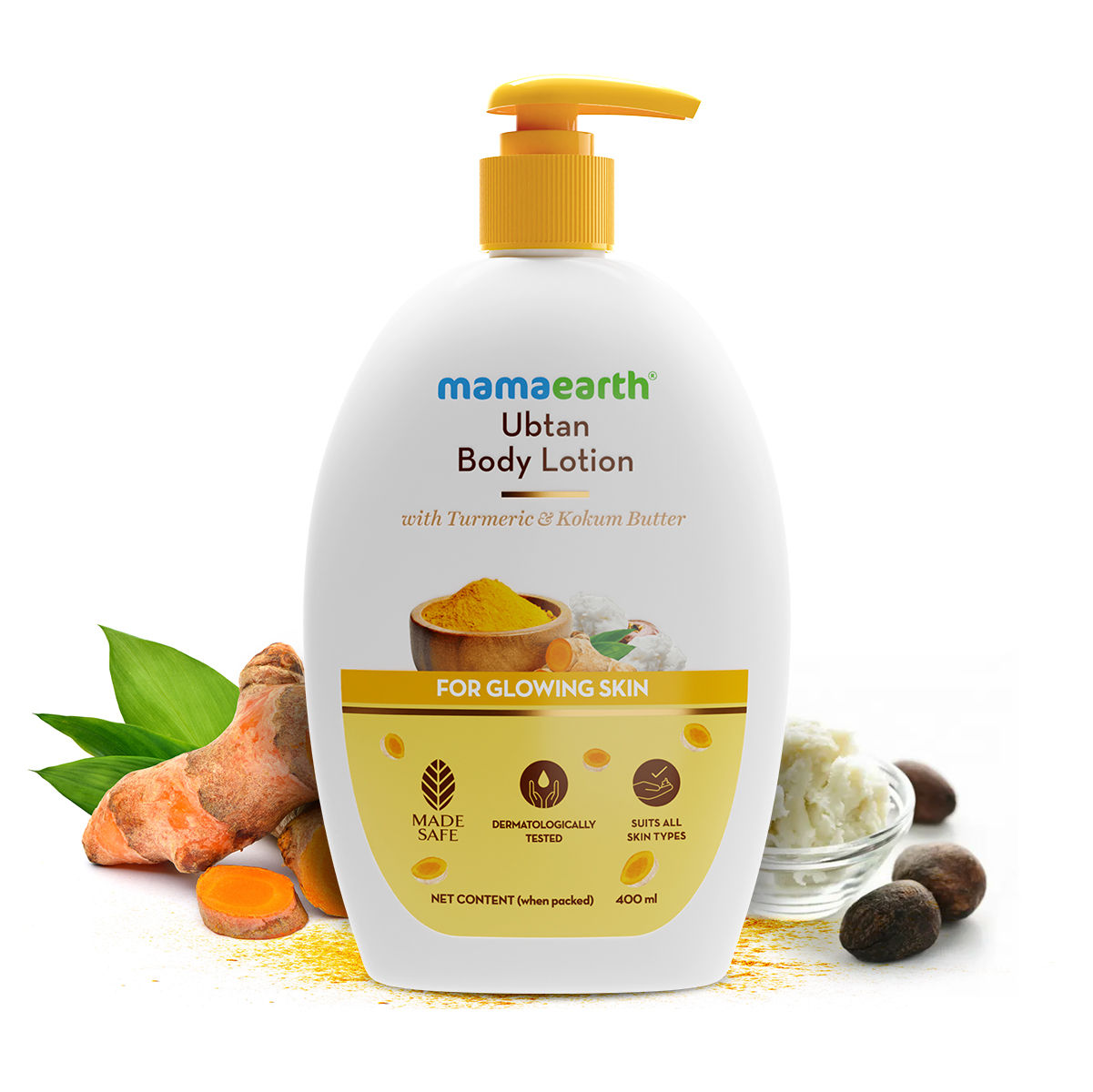 Buy Mamaearth Ubtan Body Lotion with Turmeric & Kokum Butter for Glowing Skin (400 ml) - Purplle