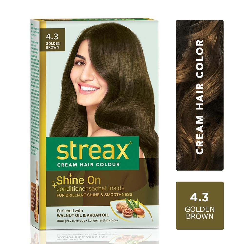 Buy Streax cream Hair colour, 100% Grey Coverage, No Ammonia, Long Lasting Permanent hair colour, Golden Brown, 120 ml - Purplle