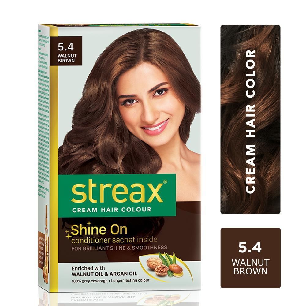 Buy Streax cream Hair colour, 100% Grey Coverage, No Ammonia, Long Lasting Permanent hair colour, Walnut Brown, 120 ml - Purplle