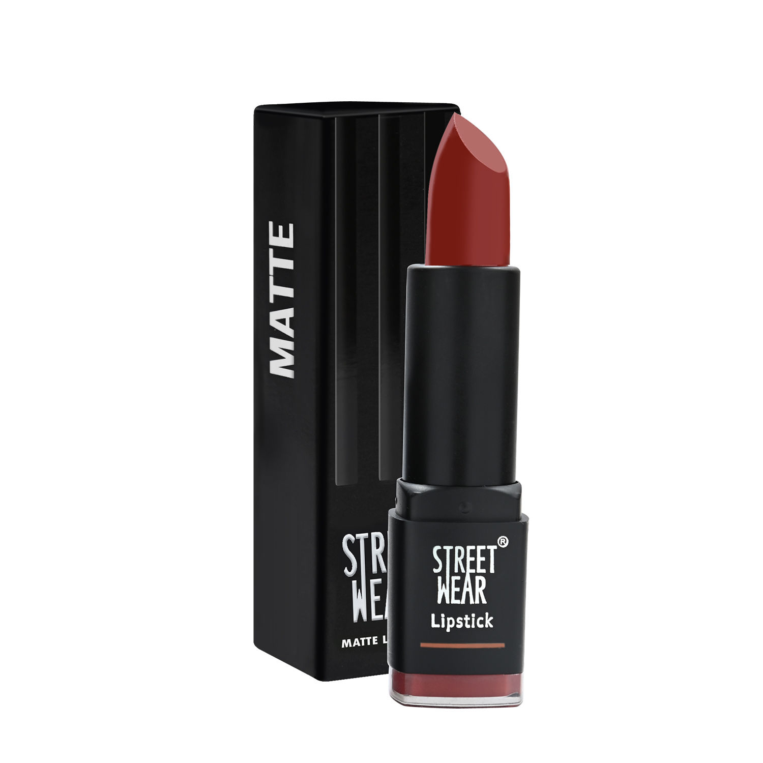 Buy STREET WEAR® Matte Lipstick -BRICK BROWN (Brown) - 4.2 gms -Longwear, Velvety texture, Fade-resistant, High Color payoff, Lightweight Matte Lipstick, Plant-based Canuuba wax, Paraben-free - Purplle