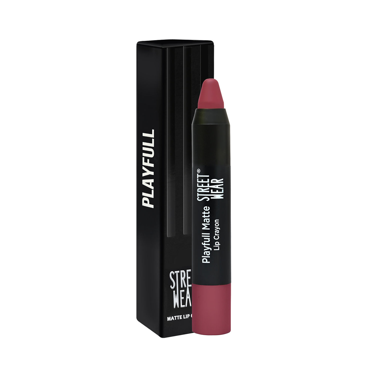 Buy STREET WEAR® Playfull Matte -Insta Raisin (Pink) -Moisturizing Matte Finish Lipstick, Full Coverage, Non-Drying Formula, Intense Pigment, Enriched With Shea Butter, Vitamin C, Vitamin E, Longwear Moisturizing Crayon Lipstick - Purplle