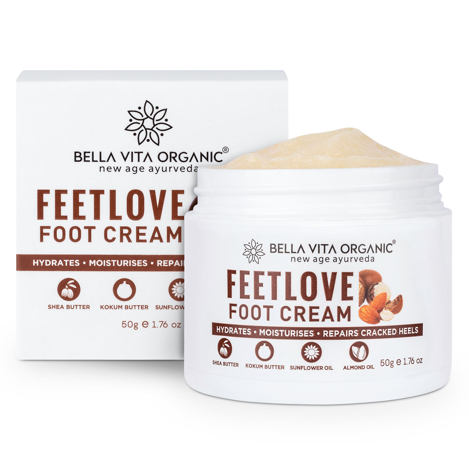 Buy Bella Vita Organic Feet Love Foot Cream for Hydrating, Moisturizing and Repairing of Cracked Heels 50 gm - Purplle
