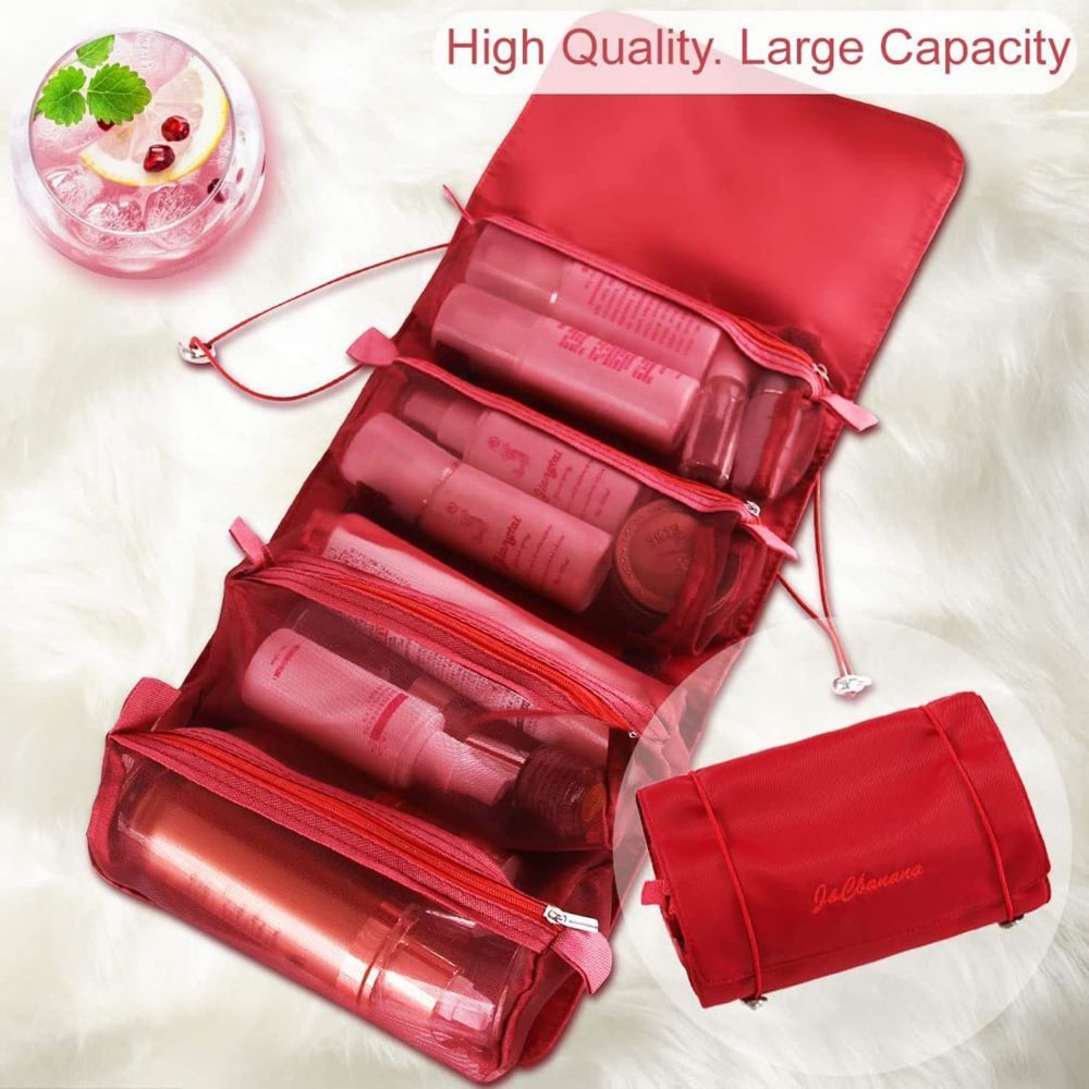 House of Quirk Hanging Roll-Up Makeup Bag, 4-in-1 Foldable