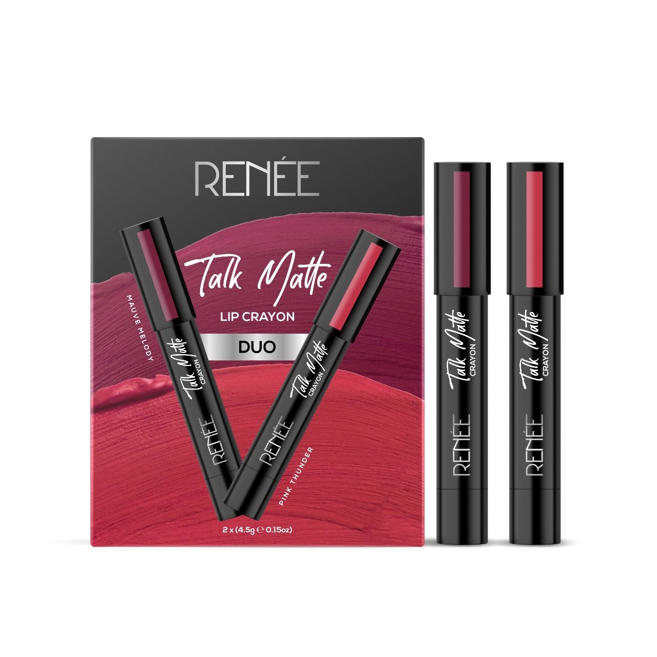 Buy RENEE Talk Matte Duo Mauve Melody & Pink Thunder 4.5gm each - Purplle