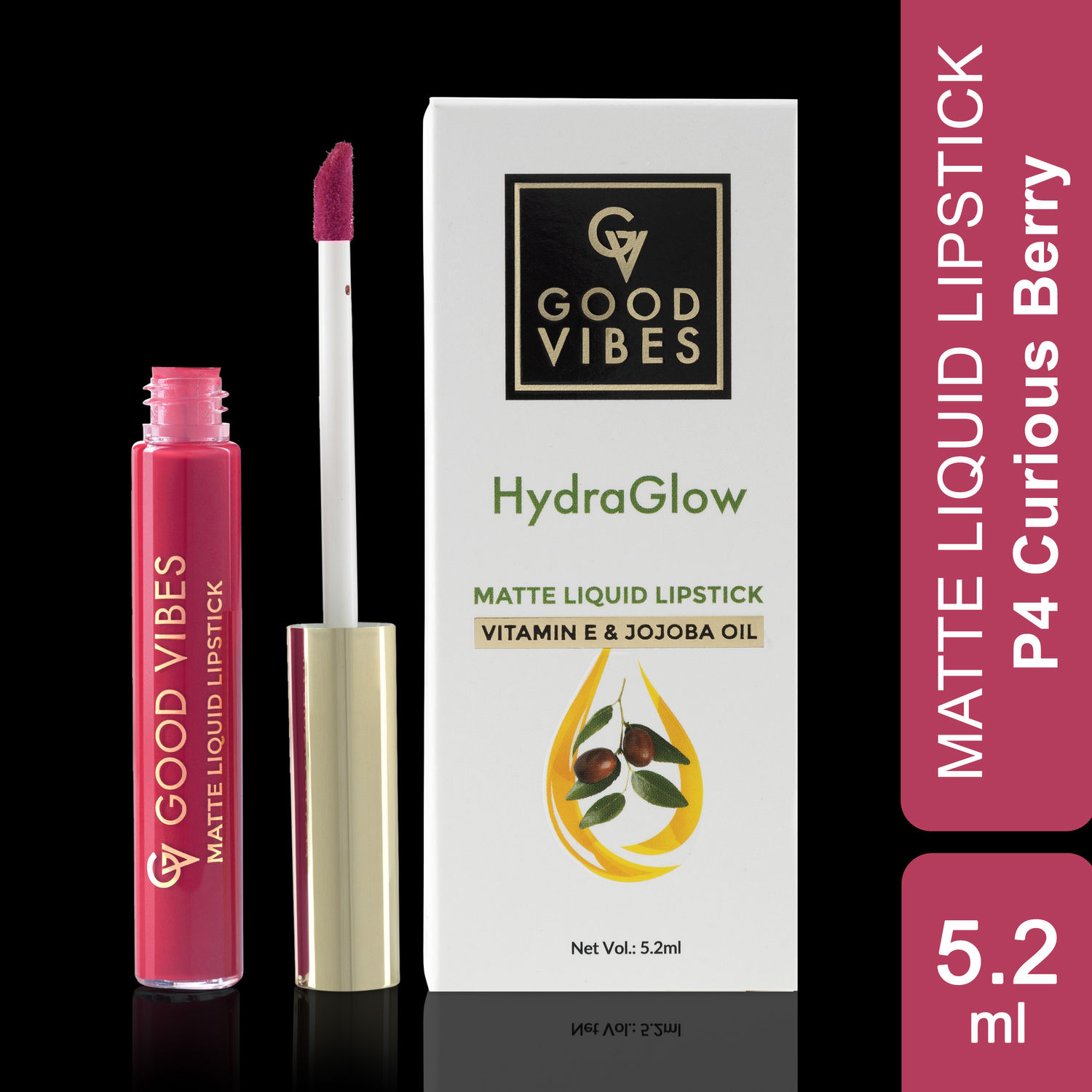 Buy Good Vibes HydraGlow Matte Liquid Lipstick | Jojoba & Vitamin E| Curious Berry (P4) - (5.2ml) - Purplle