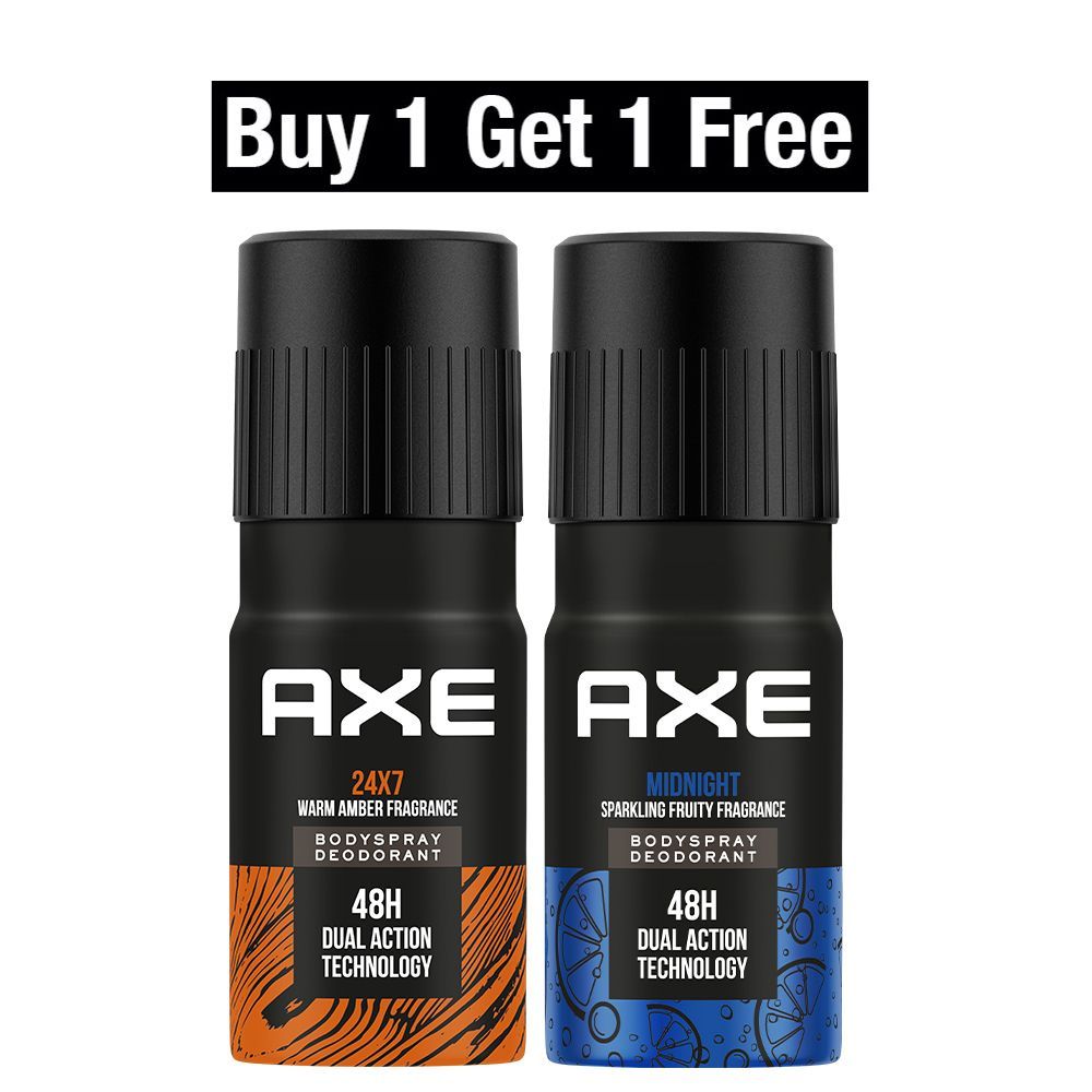 Axe Recharge Midnight and 24x7 Long Lasting Deodorant Bodyspray For Men 300 ml Buy 1 Get 1 Free