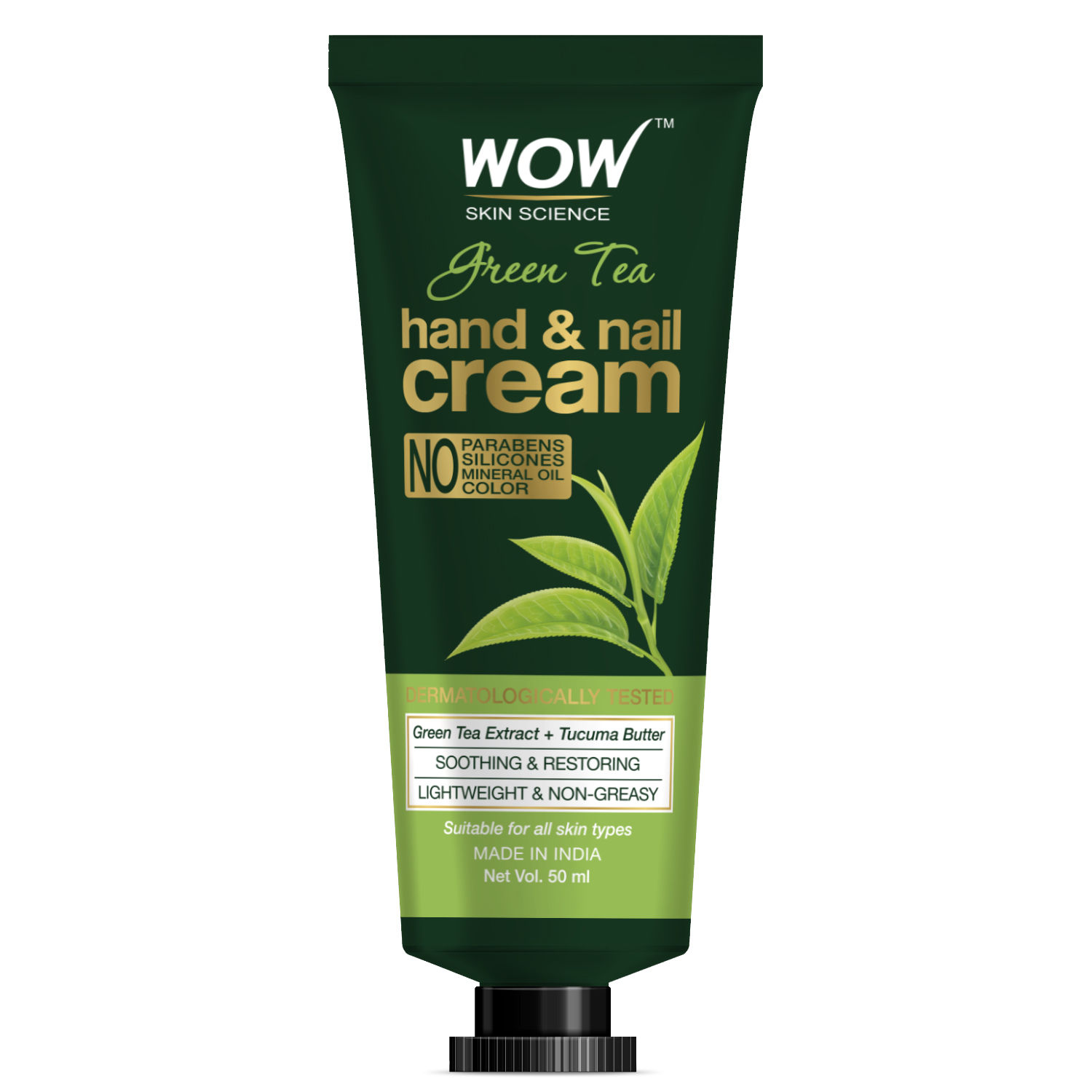 Buy WOW Skin Science Green Tea Hand & Nail Cream - Soothing & Restoring - Lightweight & Non-Greasy - Quick Absorb - for All Skin Types - No Parabens, Silicones, Mineral Oil & Color - 50mL - Purplle