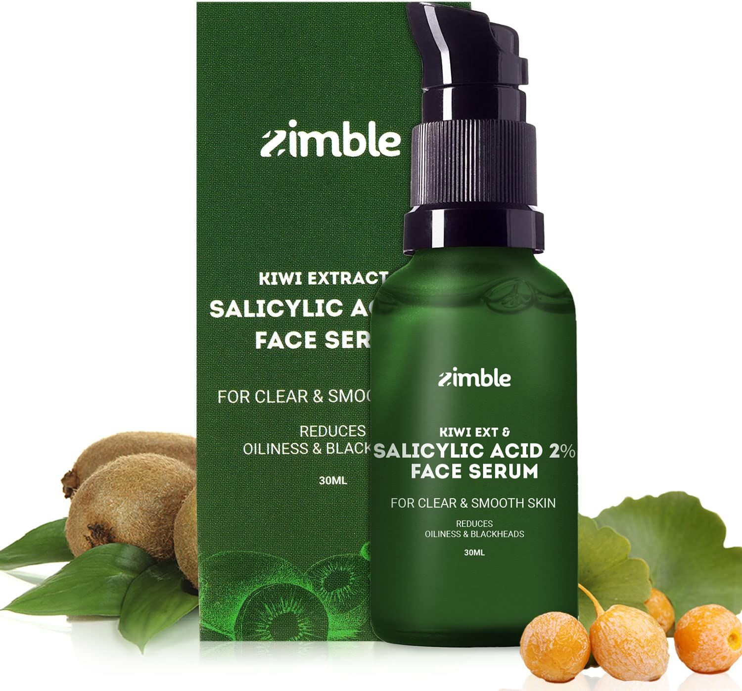 Buy Zimble 2% Salicylic Acid Face Serum for Glowing Skin with Kiwi Ext & Ginkgo Biloba for Oily & Aging Skin | Hydrates Skin with Polyglutamic Acid & Betaine For Men & Women 30 ml - Purplle