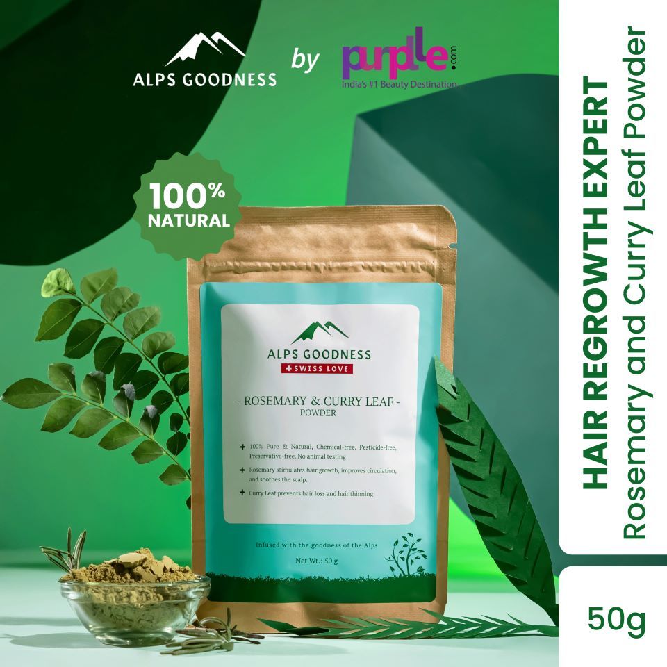 Buy Alps Goodness Rosemary & Curry Leaf Powder (50 gm) | 100% Natural Powder | No Preservatives, No Pesticides | Herbal Hair Mask for Stronger Hair - Purplle