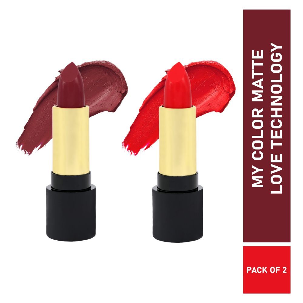 Buy Half N Half Velvet Matte Texture Lipstick My Colour, Dark-Chocolate & Lady-Red, PO2 (7.6gm) - Purplle