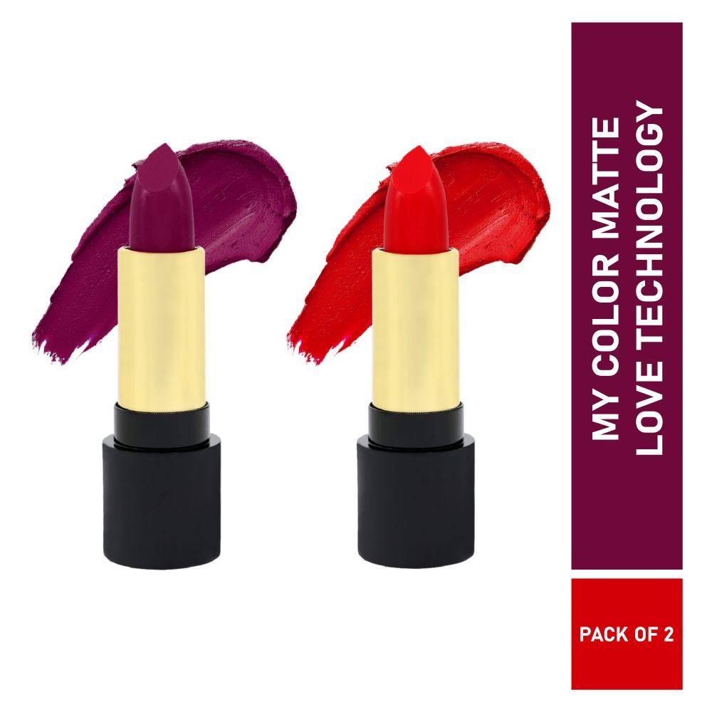 Buy Half N Half Velvet Matte Texture Lipstick My Colour, Midnight-Purple & Sexy-Red, PO2 (7.6gm) - Purplle