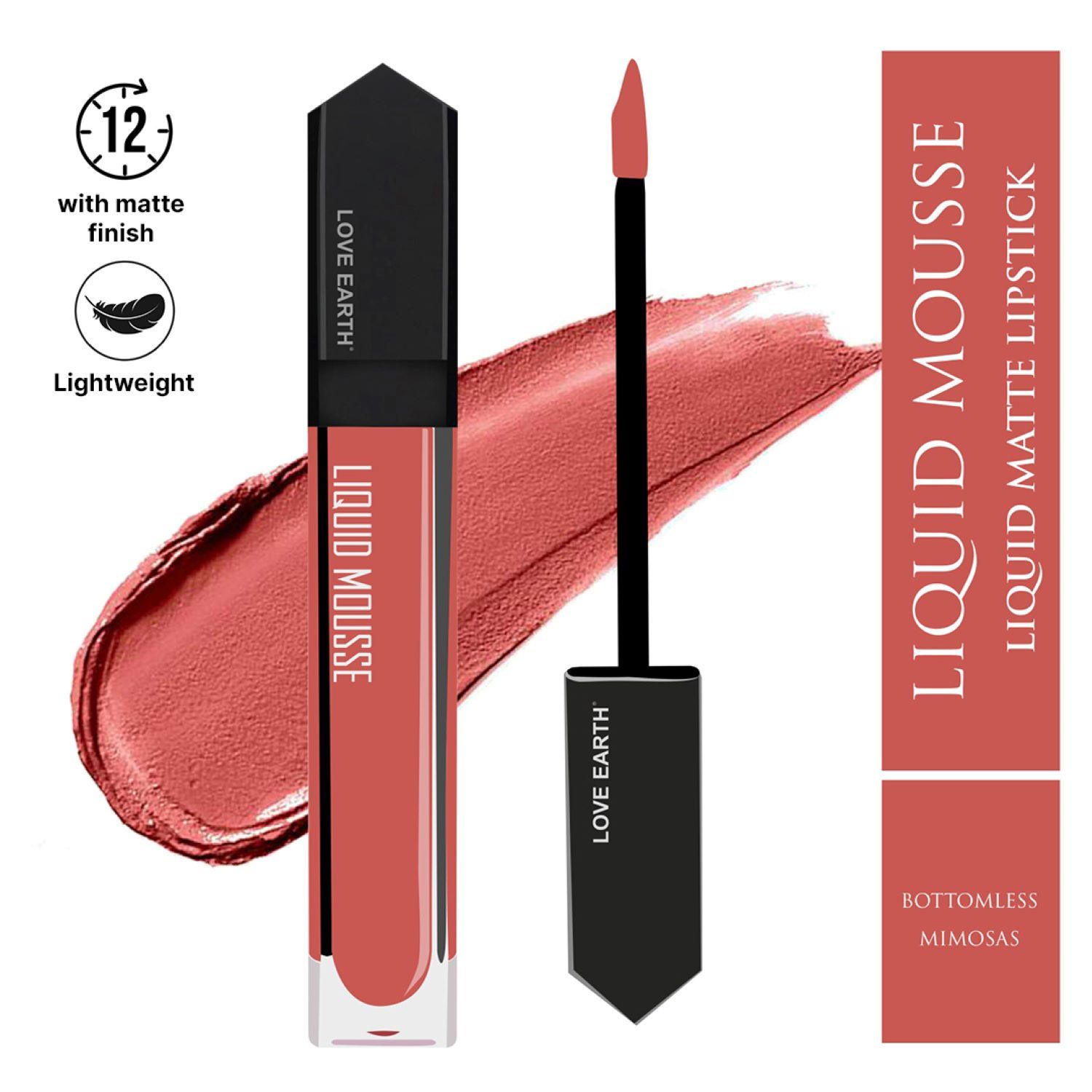 Buy Love Earth Liquid Mousse Lipstick - Bottomless Mimosas Matte Finish | Lasts Up to 12 hours with Vitamin E and Jojoba Oil - 6ml - Purplle