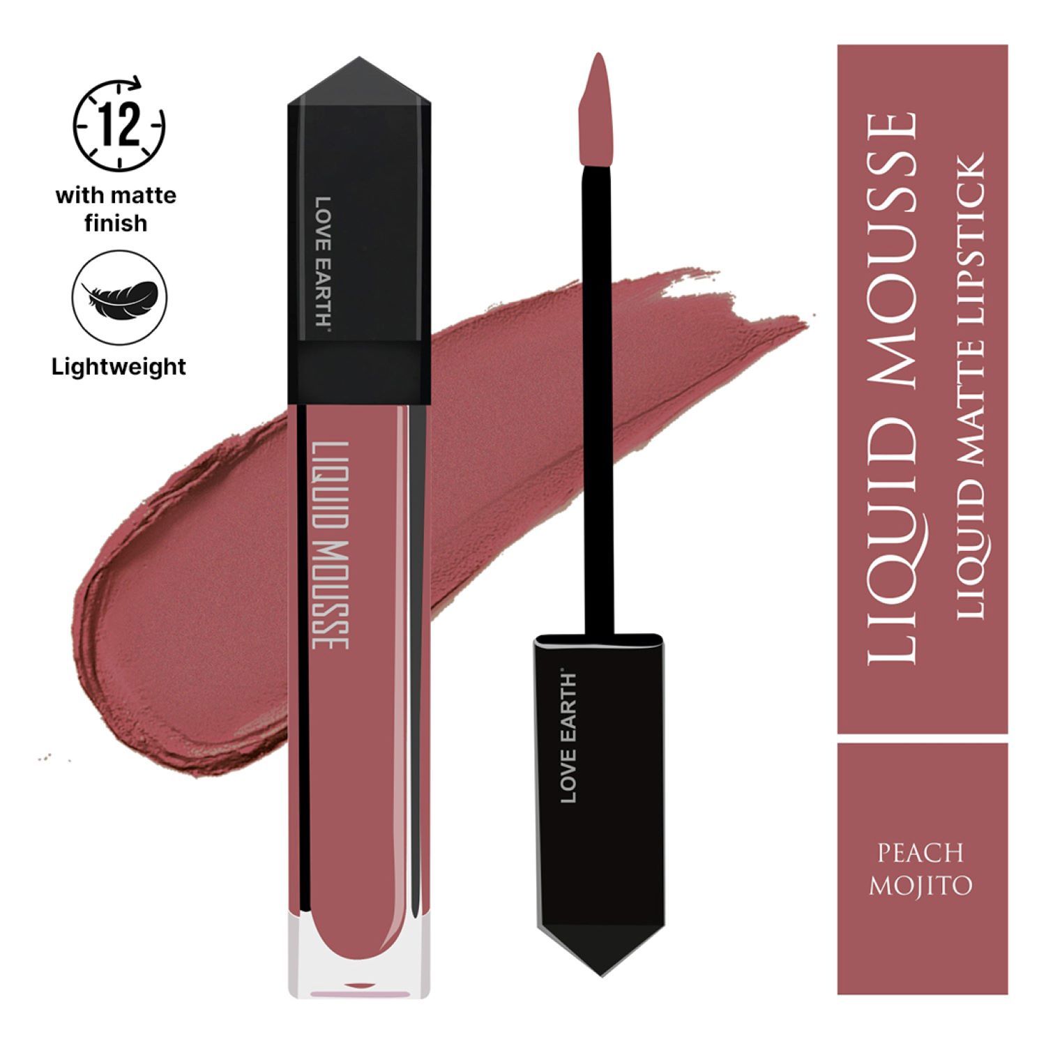 Buy Love Earth Liquid Mousse Lipstick - Peach Mojito Matte Finish | Lightweight, Non-Sticky, Non-Drying,Transferproof, Waterproof | Lasts Up to 12 hours with Vitamin E and Jojoba Oil - 6ml - Purplle