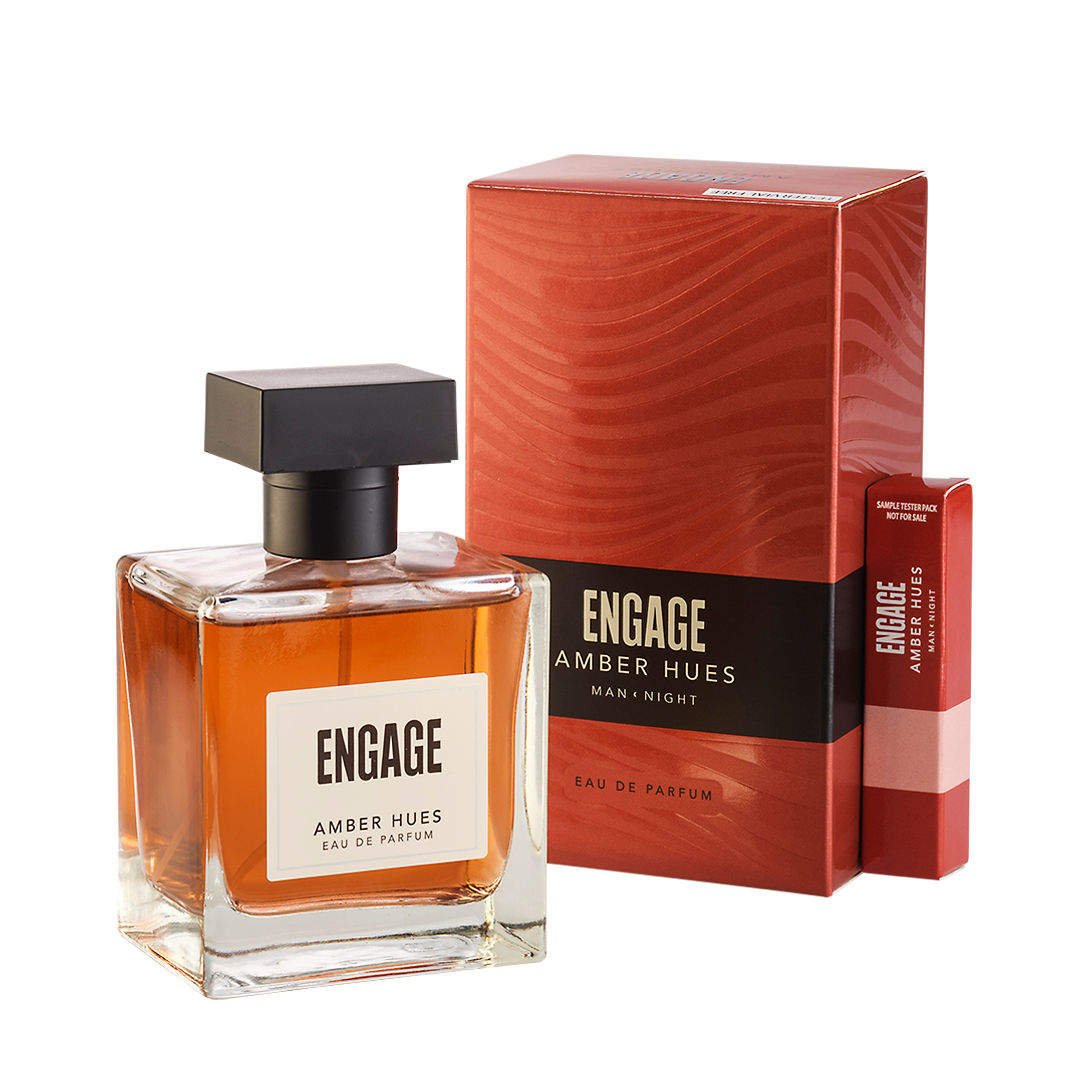 Buy Engage Amber Hues Perfume for Men Long Lasting Smell, Ambery and Warm Fragrance Scent, for Special Occasions, Gift for Men, Free 3ml tester, 100ml - Purplle