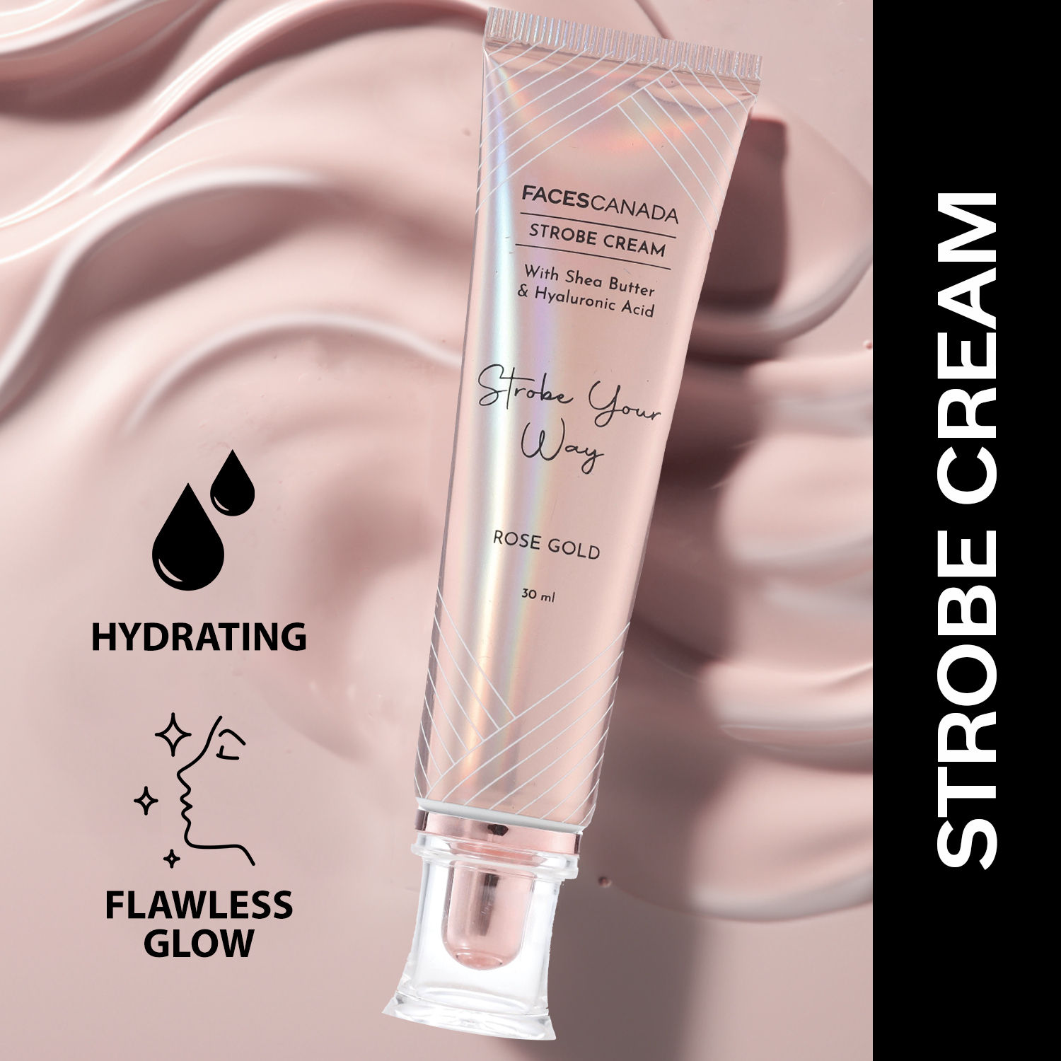 Buy FACES CANADA Strobe Cream - Rose Gold, 30ml | With Shea Butter & Hyaluronic Acid | Intense Hydration | Dewy Skin | Illuminating & Glowing Makeup Base - Purplle