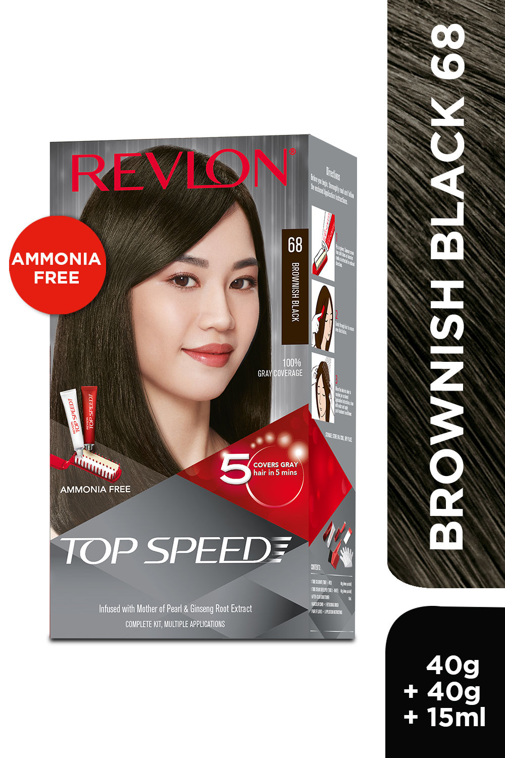 Buy Revlon Top Speed Hair Color-Women (New) Brownish Black 68 (Top Speed Hair Color-Women (New) - Purplle