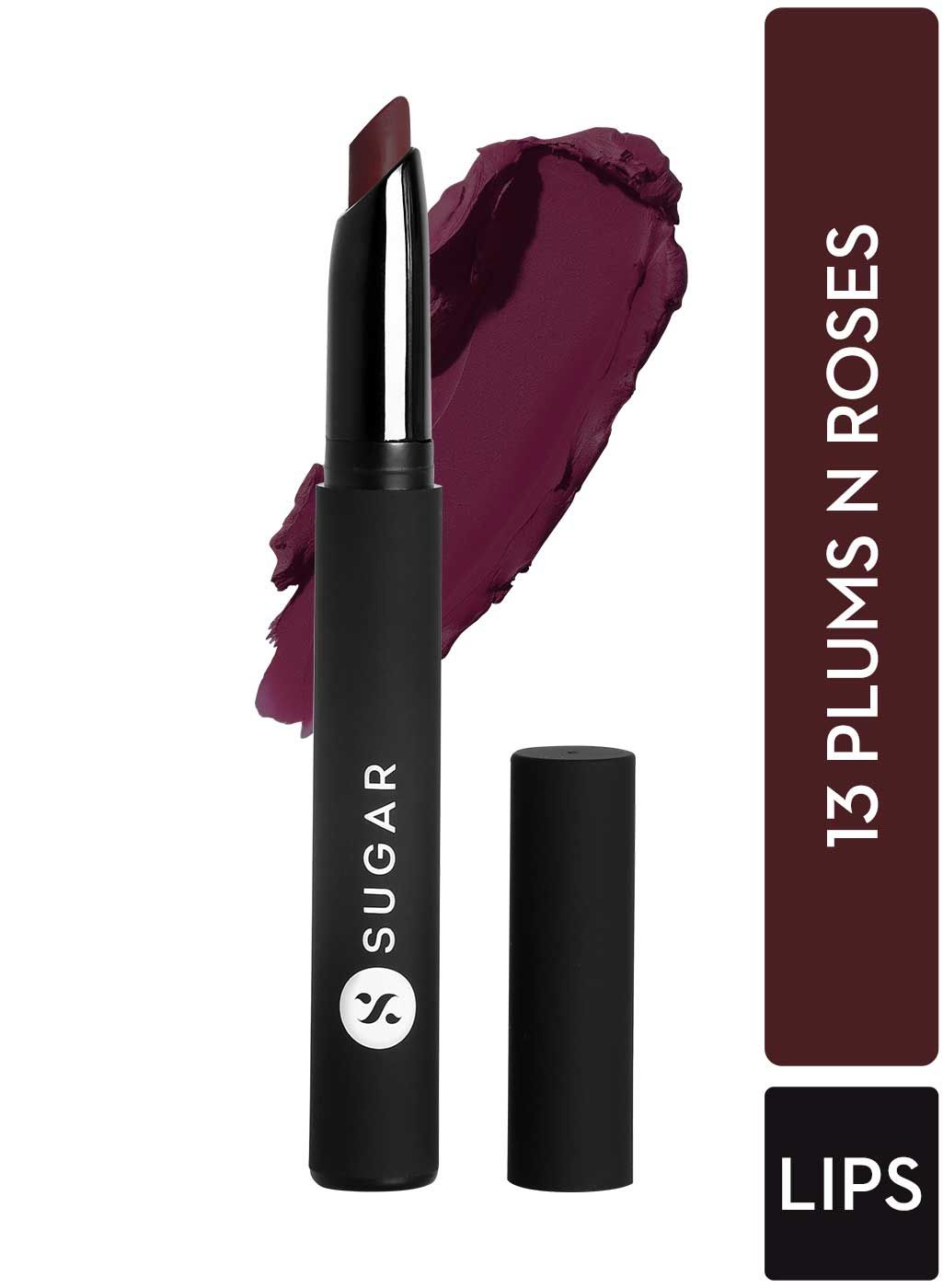 Buy SUGAR Cosmetics - Matte Attack - Transferproof Lipstick - 13 Plums N Roses (Deep Reddish Plum) - 2 gms - Transferproof Lipstick Matte Finish, Lasts Up to 8 hours - Purplle