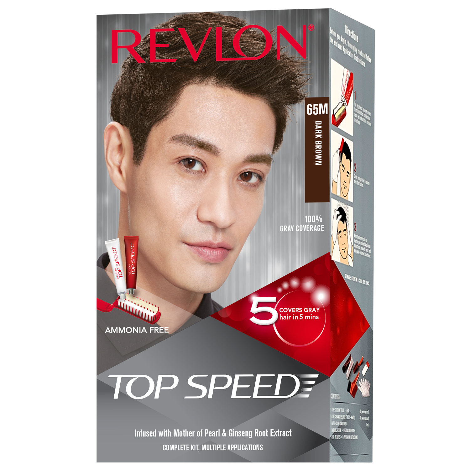 Buy Revlon Top Speed Hair Color Man-Dark Brown 65M - Purplle