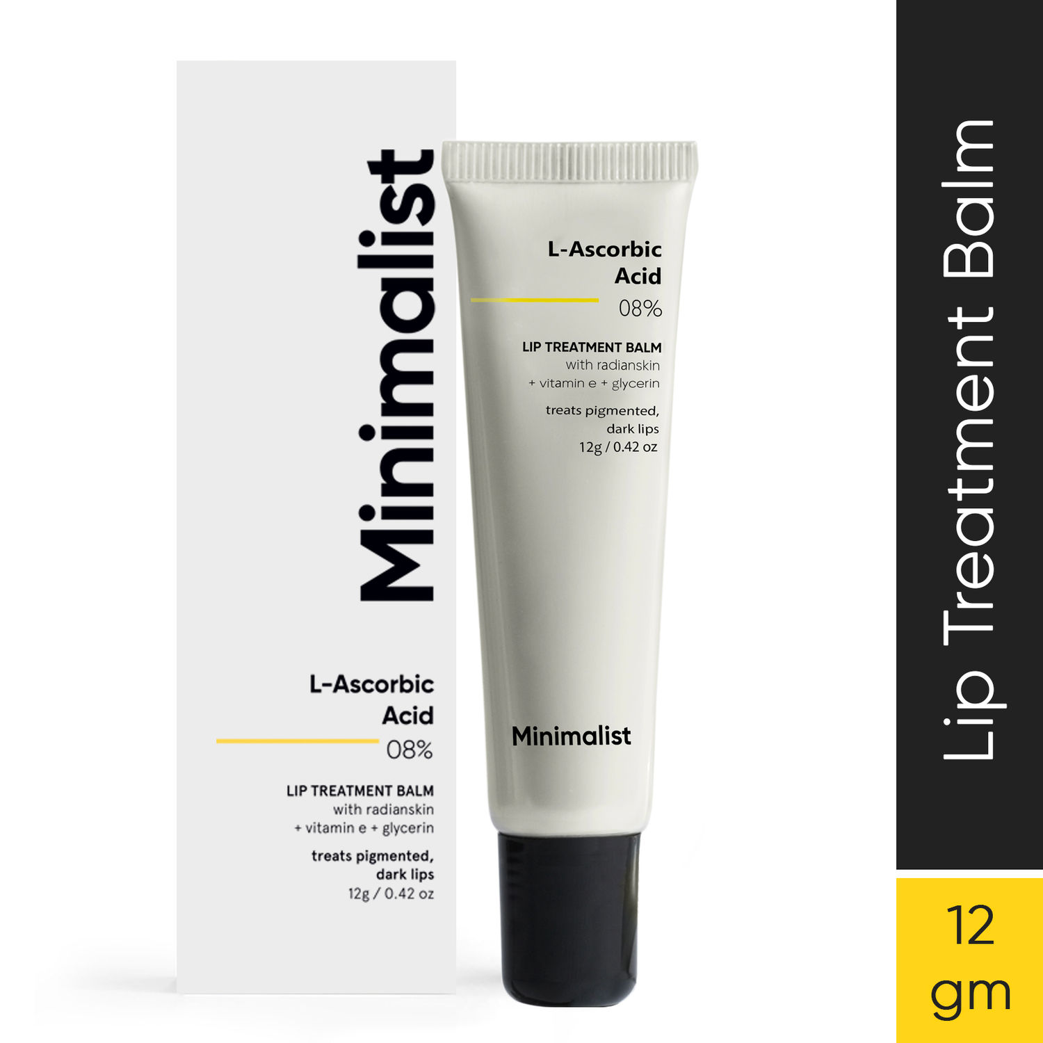 Buy Minimalist 8% L-Ascorbic Acid Lip Treatment Balm with Vitamin E, Radianskin & Gylcerine for pigmented & dark lips - Purplle