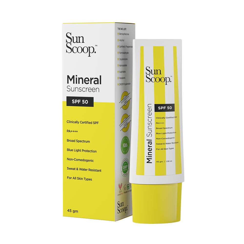 Buy SunScoop Mineral Sunscreen | SPF 50 | All Skin Types | Everyday Use| No White Cast - SPF 50 PA++++ (45 g) - Purplle