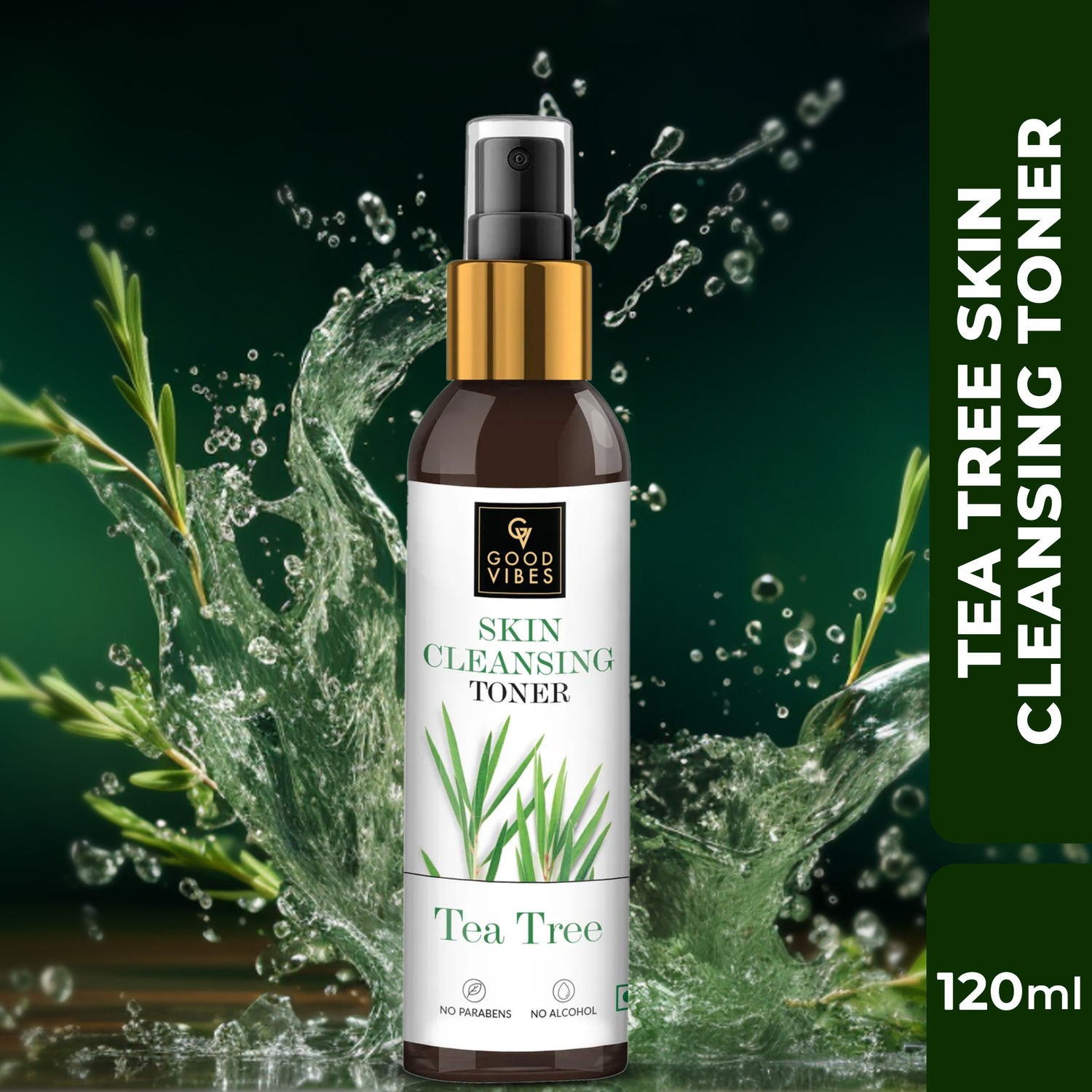 Buy Good Vibes Tea Tree Cleansing Toner | Hydrating, Anti-Acne, Removes Excess Oil | With Green Tea | No Alcohol, No Parabens, No Sulphates, No Mineral Oil (120 ml) - Purplle